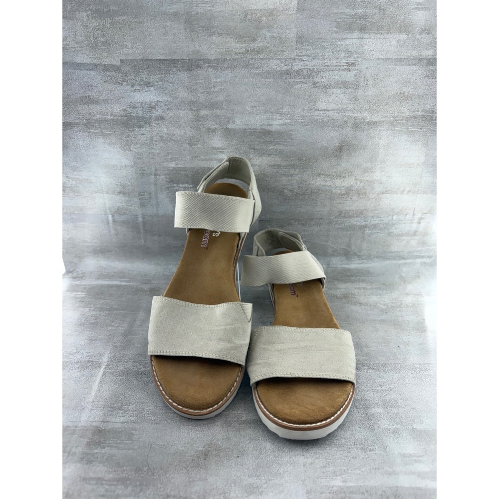 Skechers Desert Kiss Women Sz 8.5 Off White Memory Foam Wedge Sandals 56066S